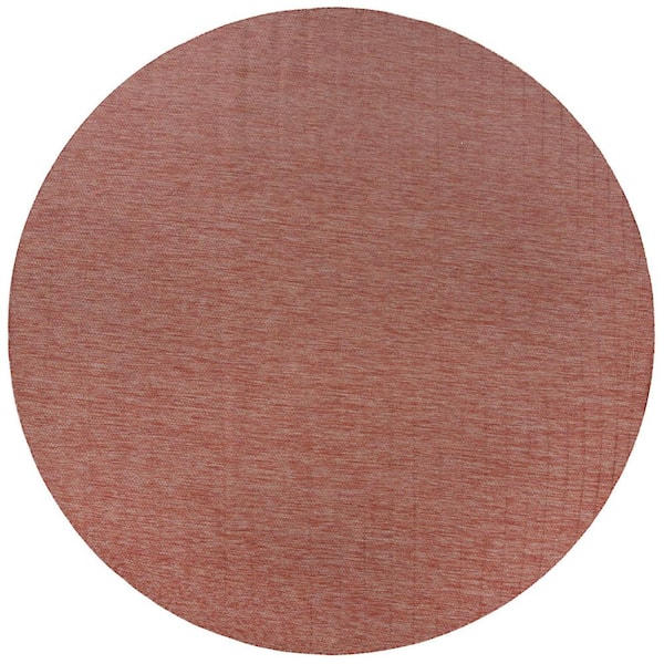 Unique Loom Outdoor Solid Red 11 ft. Round Indoor/Outdoor Area Rug