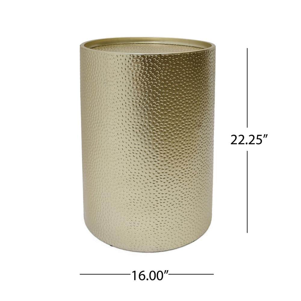 Gold Hammered Iron Round Accent Table, 16"