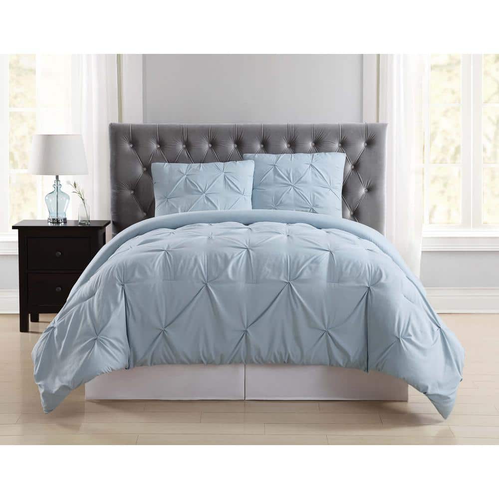 Everyday Pleated Light Blue King Duvet Set