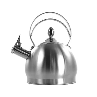 12-Cup Brushed Silver Stainless Steel Whistling Kettle