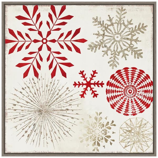 Amanti Art 22 in. Christmas Snowflakes I Christmas Holiday Framed Canvas Box Wall Art