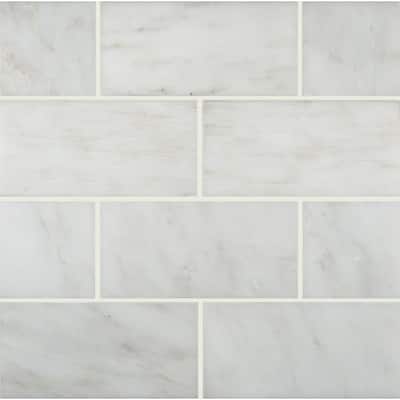 Arabescato Carrara Beveled3 in. x 6 in. Honed Marble Floor and Wall Tile Sample (0.12 sq. ft.)