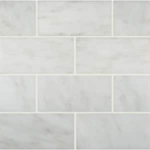 Greecian White Beveled 3 in. x 6 in. Honed Marble Wall Tile (5 sq. ft./Case)