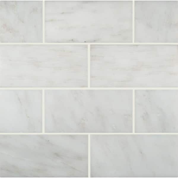 MSI Greecian White Beveled 3 in. x 6 in. Honed Marble Floor and Wall Tile (5 sq. ft./Case)