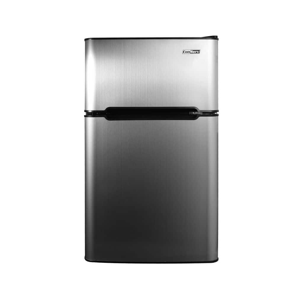 ConServ 3.2 cu.ft. 2-Door Freestanding Mini Refrigerator in Stainless with Freezer