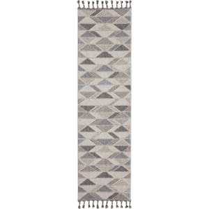 Paxton Grey/Charcoal 2 ft. x 8 ft. Geometric Contemporary Kitchen Runner Area Rug