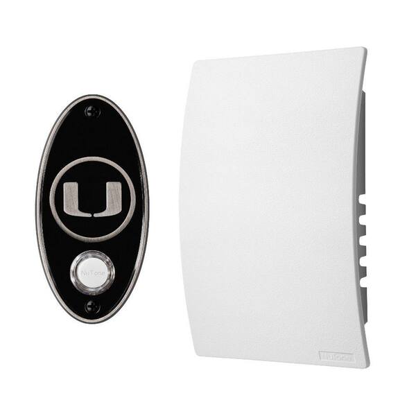 Broan-NuTone College Pride University of Miami Wired/Wireless Door Chime Mechanism and Pushbutton Kit - Satin Nickel