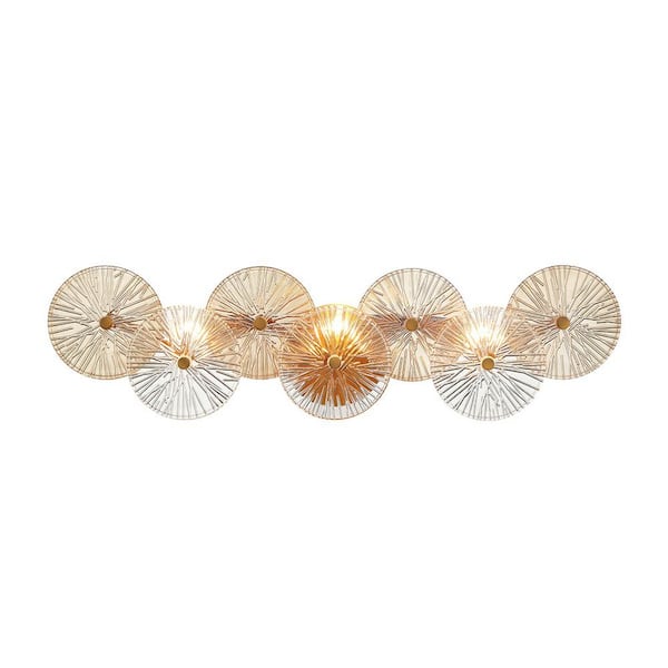 Eurofase Sue-Anne 29.5 in. 3-Light Brass Vanity Light with Clear/Amber Glass Shades