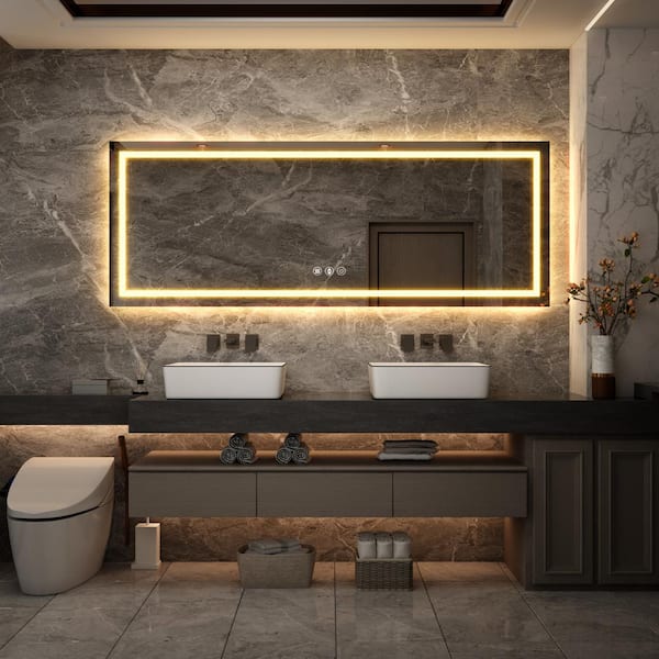 Bathroom Rectangle Wall Light Mirror Front LED Lighting Waterproof Antifogging 