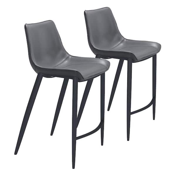 ZUO Magnus Dark Gray 100% Polyurethane Counter Chair - (Set of 2)
