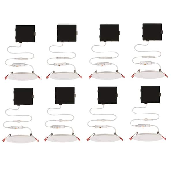 Commercial Electric Ultra Slim Integrated LED 4 in Round Adj Color Temp Canless Recessed Light for Kitchen Bath Living rooms, White 8-Pack