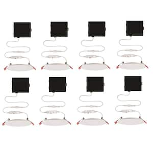 Ultra Slim Integrated LED 4 in Round Adj Color Temp Canless Recessed Light for Kitchen Bath Living rooms, White  8-Pack