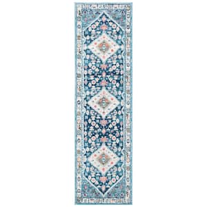 Madison Light Blue/Ivory 2 ft. x 8 ft. Border Persian Oriental Runner Rug