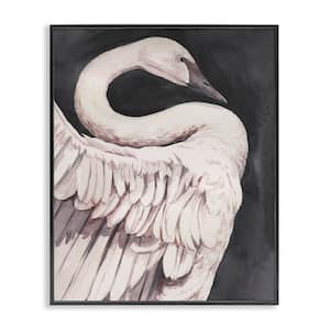 Swan Portrait on Grey by Grace Popp Black Framed Animal Giclee Art Print 30 in. x 24 in.