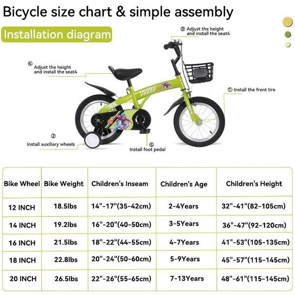 Bmx 20 Inch Recommended Bike Size For Year Old Huluwat Green 18