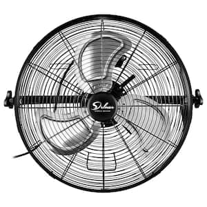 Powerful Industrial 18 in. 3 fan speeds Wall Fan in Black with High velocity, 360° Rotation, Rust Resistant
