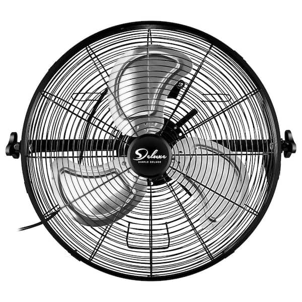 EPOWP Powerful Industrial 18 in. 3 fan speeds Wall Fan in Black with High velocity, 360° Rotation, Rust Resistant