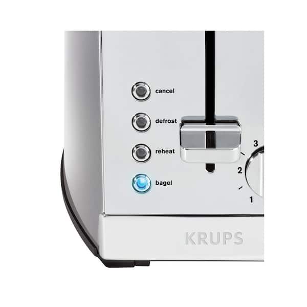 Krups Breakfast Set Stainless Steel Toaster 4 Slice 1500 Watts 6 Brown  Settings, Defrost, Reheat, High Lift Lever Silver, Matte and Chrome