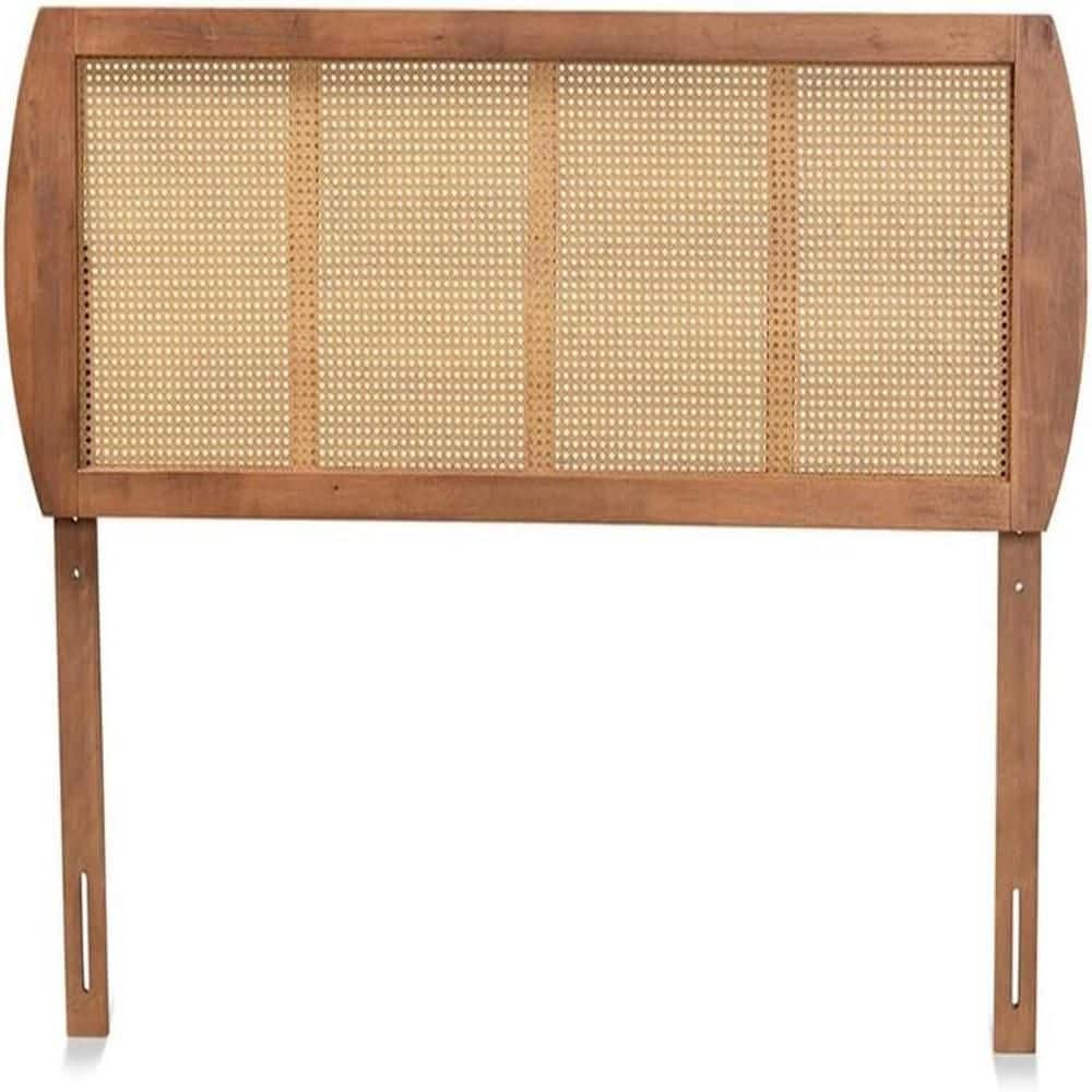 Walnut Finish Queen Open Frame Headboard with Rattan Weaving