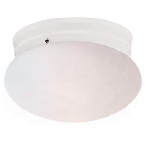 Dash 8 in. 1-Light White Flush Mount Ceiling Light Fixture with Marbleized Glass