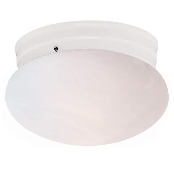 Bel Air Lighting Dash 8 in. 1-Light White Flush Mount Ceiling Light Fixture with Marbleized Glass