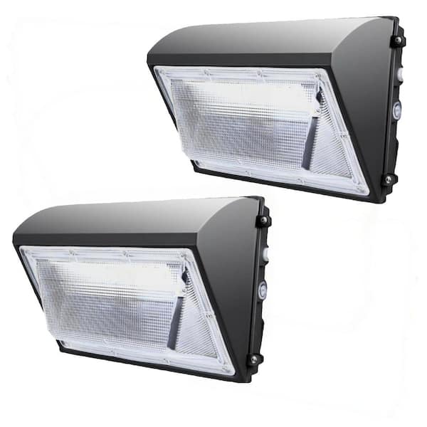 Bieuoram 1000- Watt-Equivalent 120-277 Volt Integrated LED Bronze Dusk to Dawn Wall Pack Light, 5000K 18000LM, IP65（2-Pack）