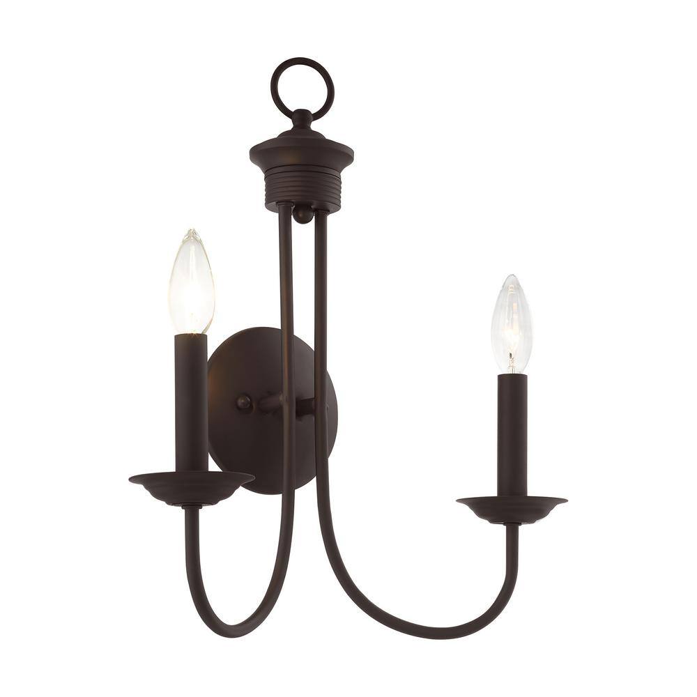 Estate Elegant Bronze 2-Light Wall Sconce with Steel Finish