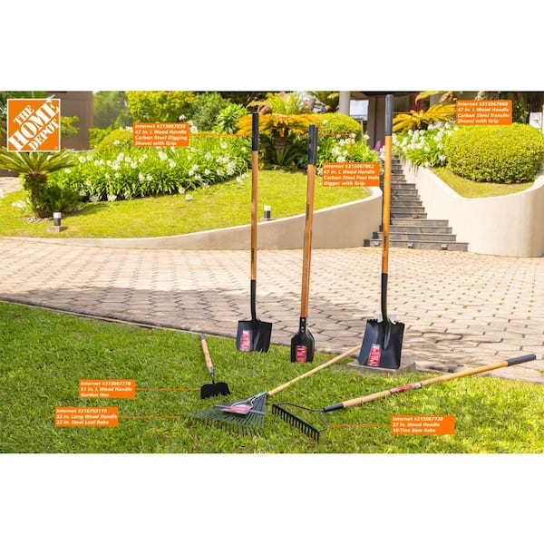 47 in. L Wood Handle Carbon Steel Transfer Shovel with Grip