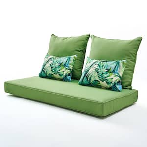 Kale Green Outdoor Bench Replacement Cushion with 2 Lumber Pillows by 5-Pieces for Patio Loveseat Furniture