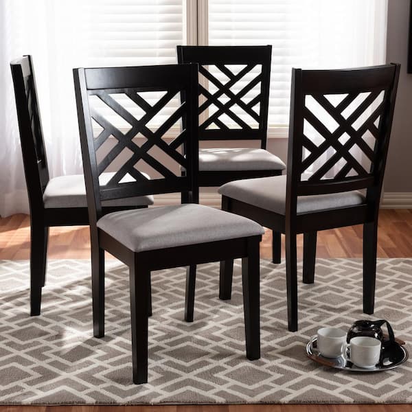 Caron Gray and Espresso Fabric Dining Chair (Set of 4)