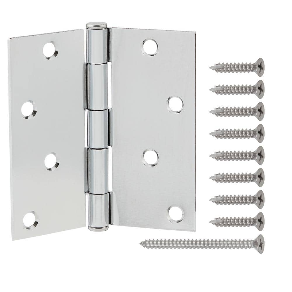 4 in. Square Radius Chrome Squeak-Free Door Hinge
