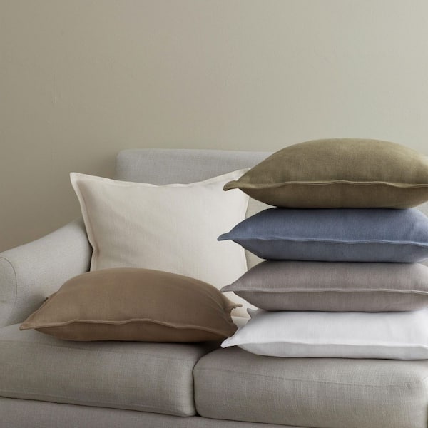 Legends Hotel White Linen 20 in. X  20 in. Throw Pillow Cover