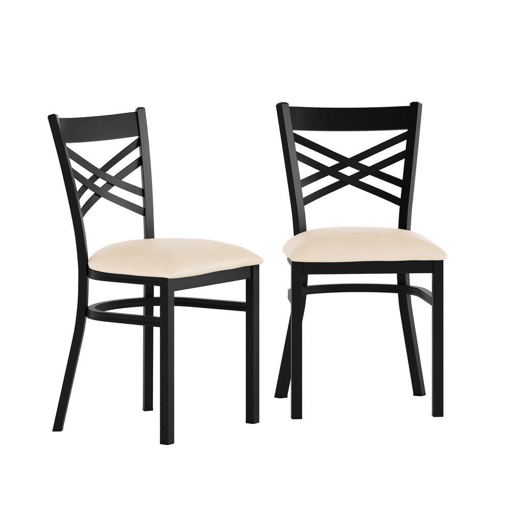 Hercules Tan Vinyl Seat/Black Metal Frame X Back Restaurant Dining Chair Set of 2 price history on PriceWatchPro