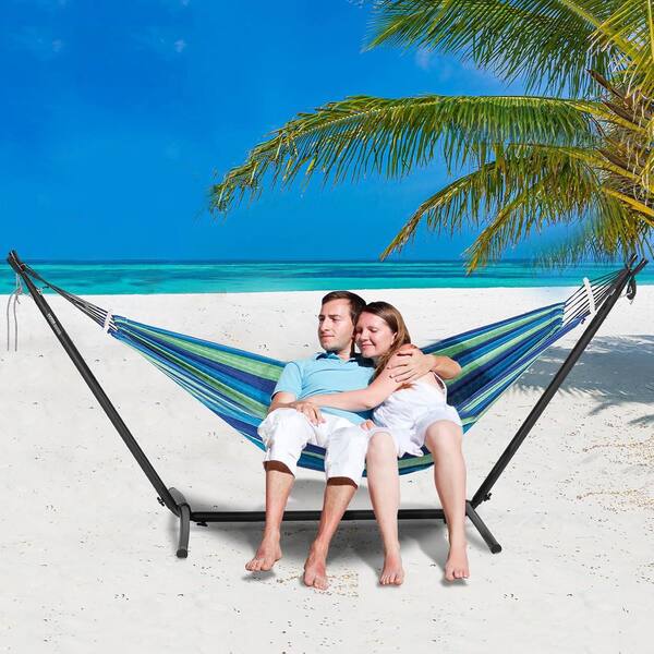 spca 10-13 Portable Hammock Stand, 450 Capacity Steel Hammock  Stand for Person Black SP-DB0319