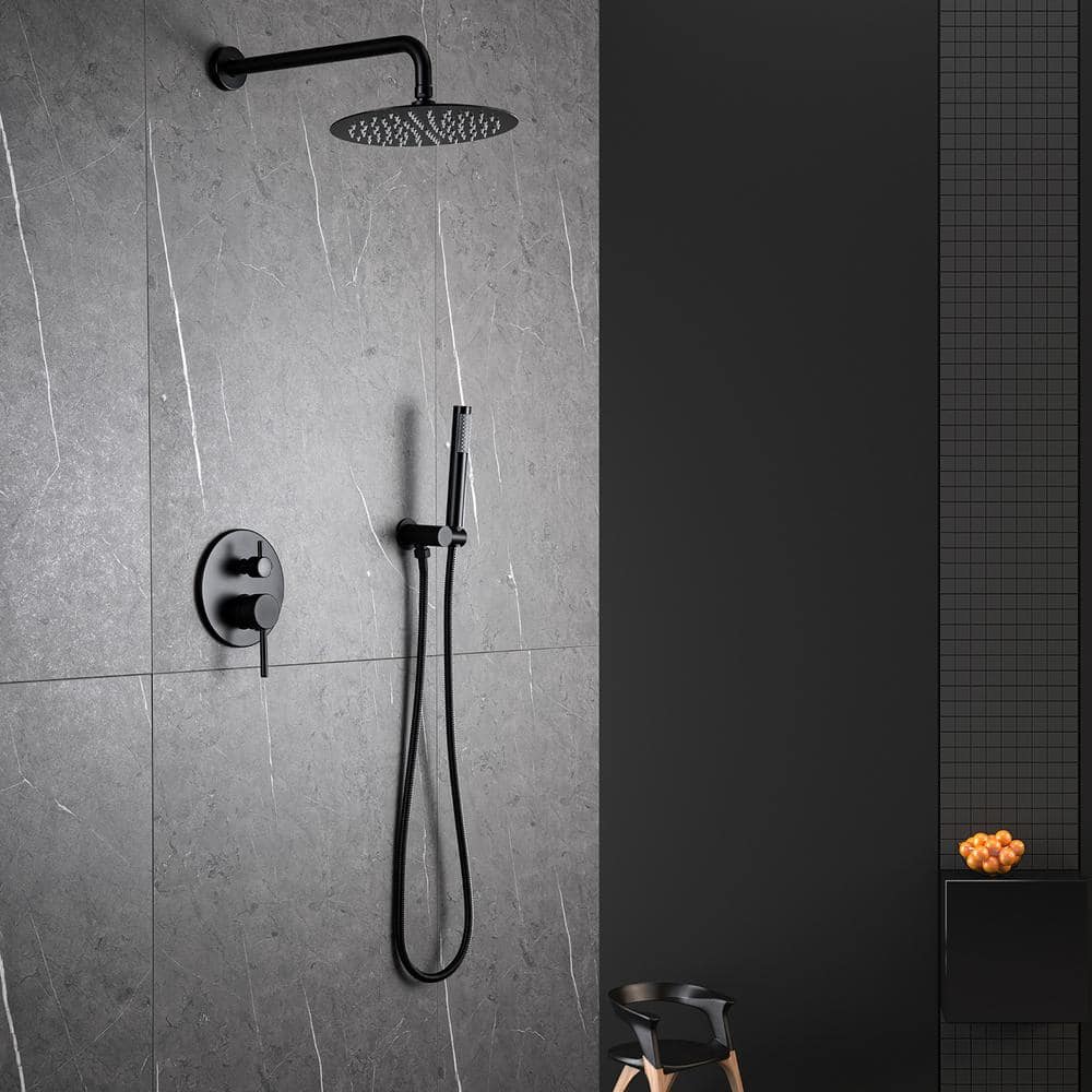 Double Handle 1-Spray Shower Faucet 2.5 GPM with Waterfall Shower Head in Matte Black price history on PriceWatchPro