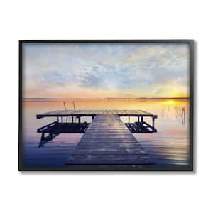 Tranquil Lake Sunset Nautical Sanctuary By ​Mike Calascibetta Framed Print Nature Texturized Art 11 in. x 14 in.