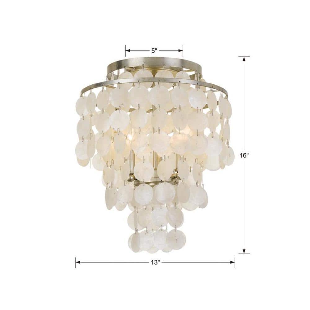 Brielle 3-Light Antique Silver Capiz Shell Ceiling Mount