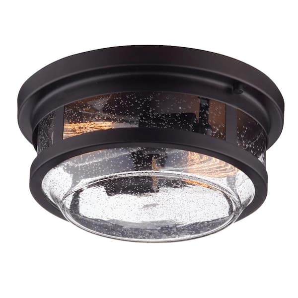 2-Light Wolfe Bronze Outdoor Flush Mount