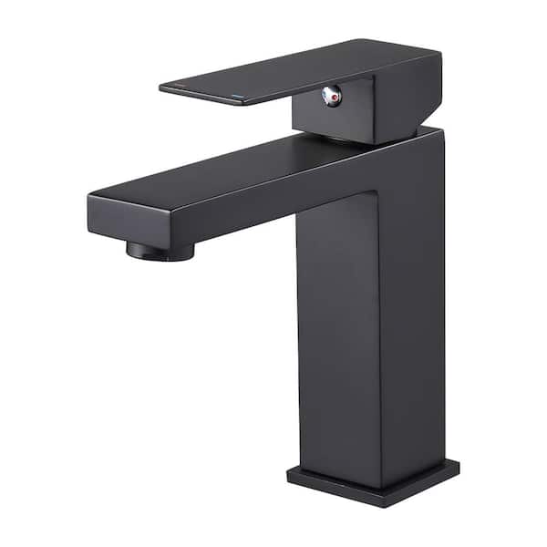 cobbe Square Single Handle Single Hole Bathroom Faucet in Matte Black