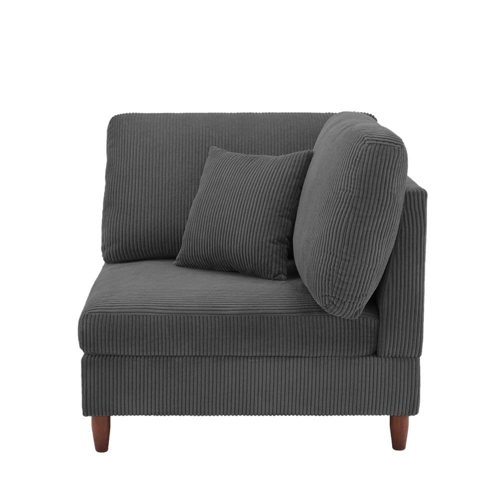 Modern Gray Corduroy Fabric Right Arm Facing Sectional Corner Arm Chair with Wood Legs(Set of 1) price history on PriceWatchPro