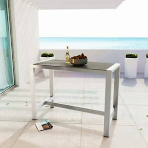 Shore Patio Aluminum Rectangle Bar Height Outdoor Dining Table in Silver Gray