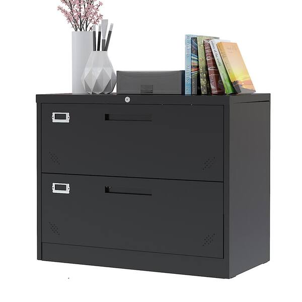 Unbranded Black 2-Drawer Metal Lateral File Cabinets with Lock