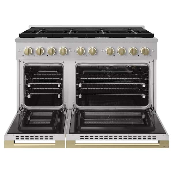 Autograph 48 in. 6.7 cu. ft. Marino Freestanding Gas Range with 8 Burners and Convection Oven with Bronze Accents