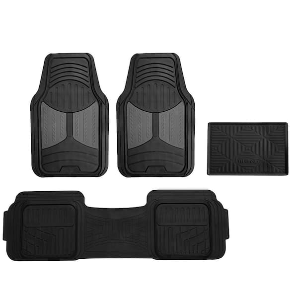 FH Group Gray Trimmable Liners Heavy Duty Tall Channel Floor Mats - Universal Fit for Cars, SUVs, Vans and Trucks - Full Set