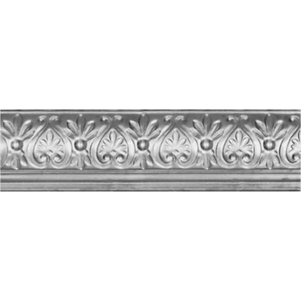 Shanko 6-5/8 in. x 4 ft. x 6-1/4 in. Nail-up/Direct Application Tin Ceiling Cornice in Bare Steel (6-Pack)
