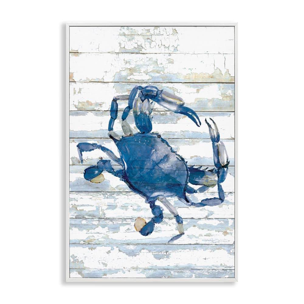 Distressed Blue Ocean Crab by Jessie Perry White Framed Animal Giclee Art Print 30 in. x 20 in. price history on PriceWatchPro