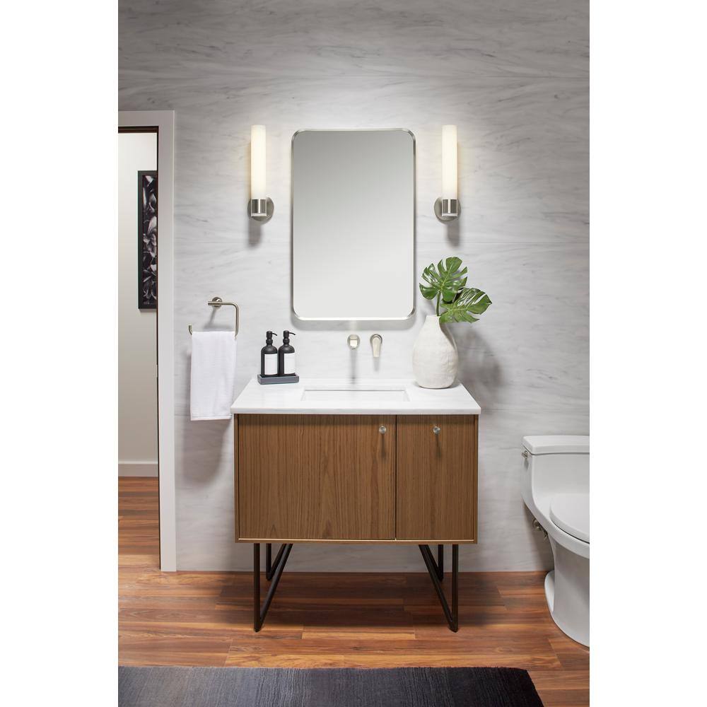 Essential Brushed Nickel 34" x 22" Rectangular Bathroom Vanity Mirror