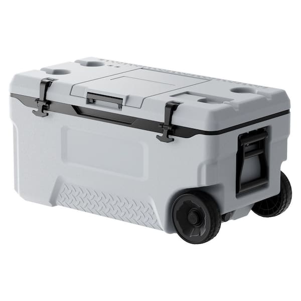 Portable Cooler, 74 qt. Wheeled Cooler with Ice Retention, Heavy-Duty Handles and Cup Holder, Lightweight Rigid Cooler