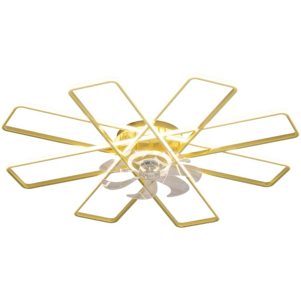 41 in. LED Indoor Gold Smart Ceiling Fan with Lights and Remote, Flush Moun