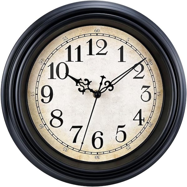 Unbranded 10 in. Black Non Ticking Classic Silent Vintage Wall Clocks